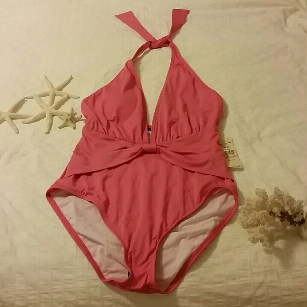 NWT 🐚Tommy Bahama🐚 1 piece pink halter swimsuit
